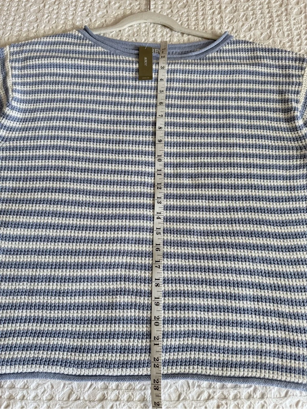 J.Crew Sweater Stripe Blue Ivory Cotton Linen Blend Women’s XL NWT Long Sleeve